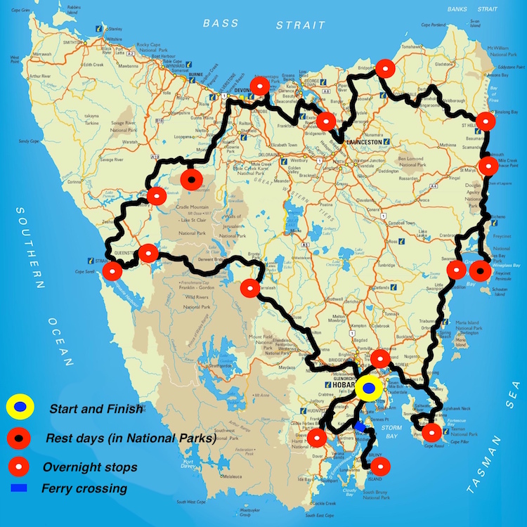 tour bicycle tasmania