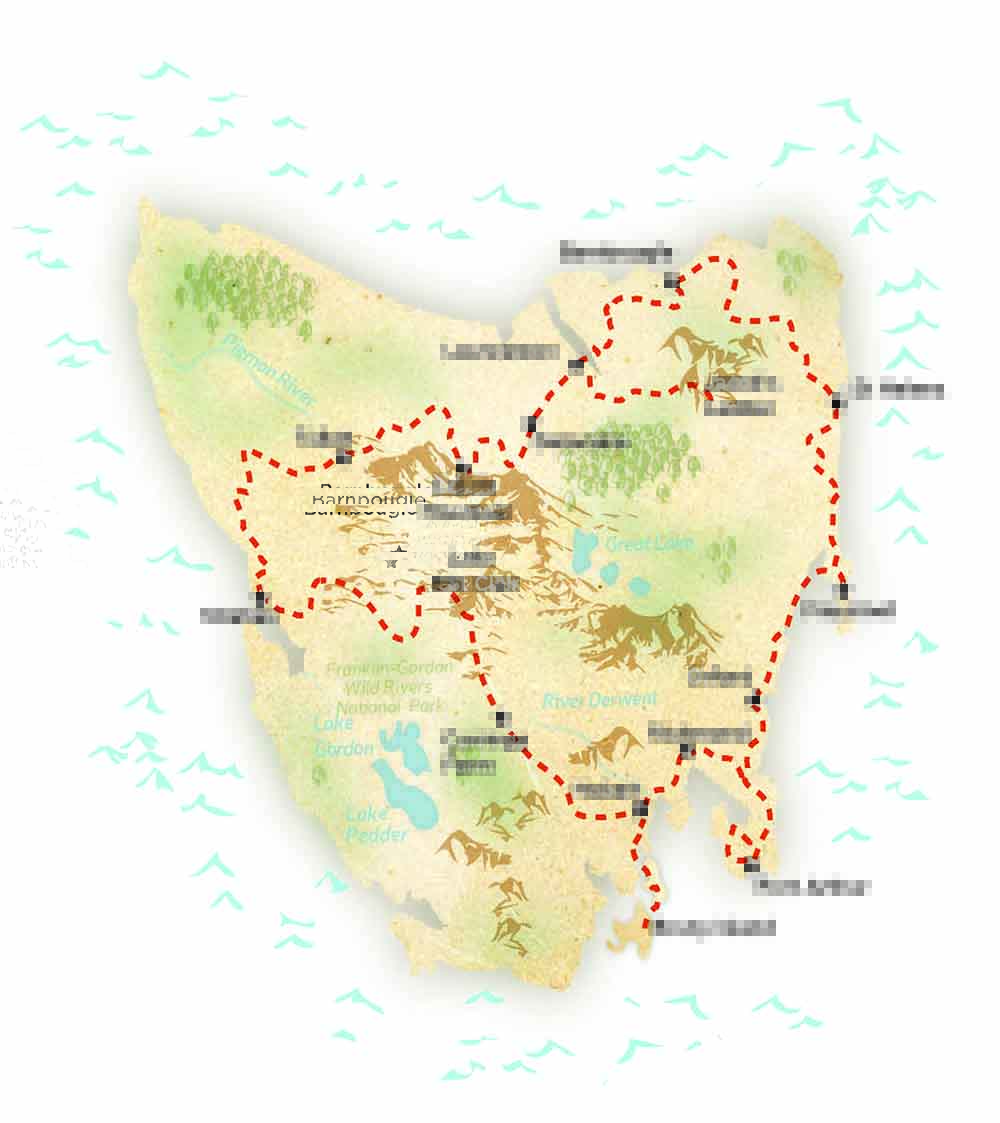 Tasmania Bike Tour Map 2022