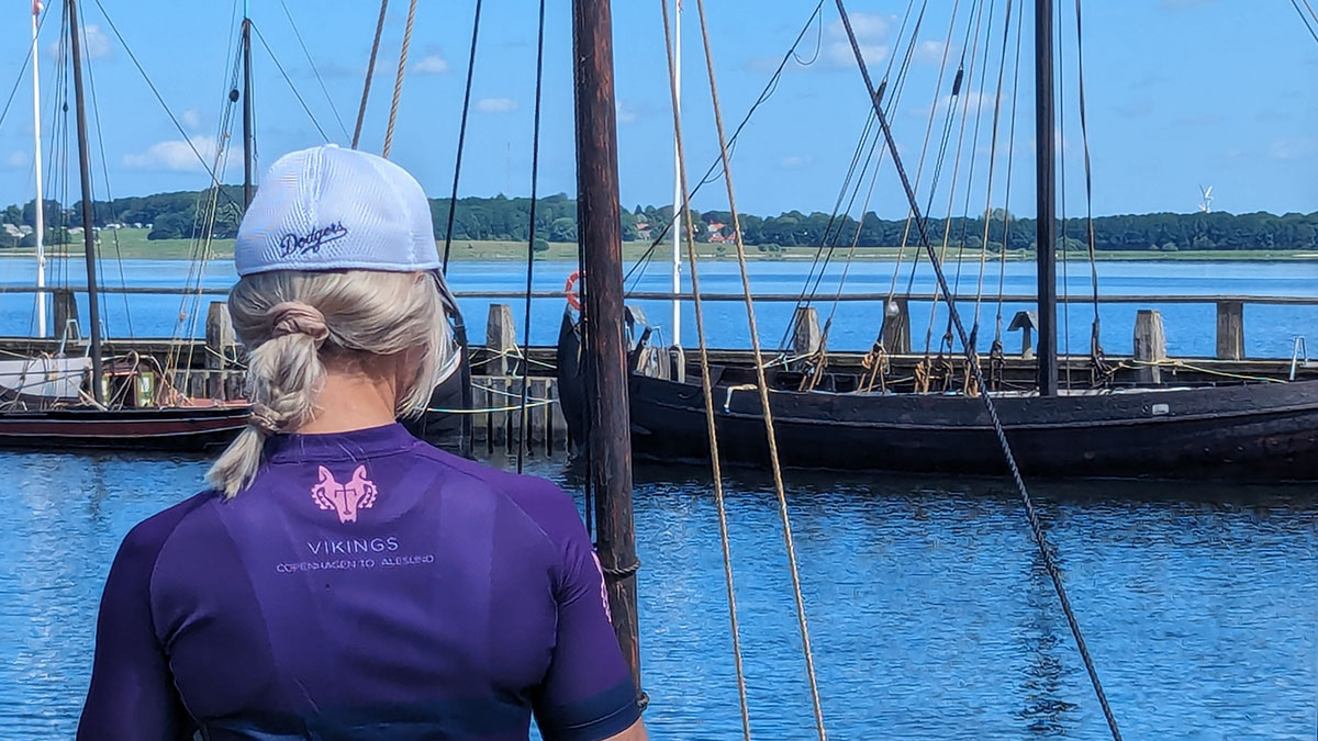 Cyclists riding Norway's fjord coast on the Vikings cycling tour