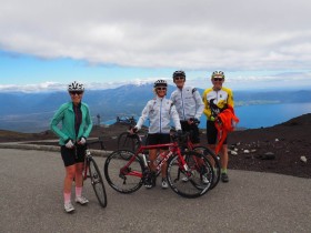 Ian, Sarah, Jane and Brent rugging up for the descent