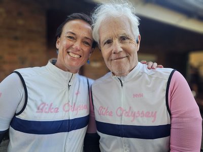 Shogun - Fukuoka to Mount Fuji Charlie and Sarah in Bike Odyssey kits ready to ride